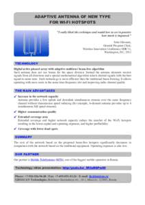 ADAPTIVE ANTENNA OF NEW TYPE FOR WI-FI HOTSPOTS 