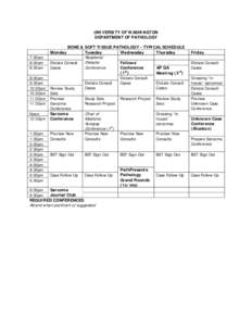 BONE & SOFT TISSUE PATHOLOGY - TYPICAL SCHEDULE