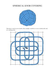 SPHERICAL KNOB COVERING  This knot is used to cover knobs. One example would be to cover a knob at the end of a walking stick.  The length of cord needed to tie the knob covering knot depends on the size of the