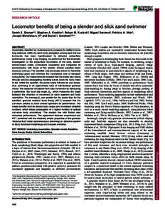 © 2015. Published by The Company of Biologists Ltd | The Journal of Experimental Biology, doi:jebRESEARCH ARTICLE Locomotor benefits of being a slender and slick sand swimmer