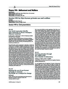 Theme VIII, Session VIII-1a  Theme VIII – Refinement and Welfare Coordinators Thierry Decelle, Sanofi Pasteur, Marcy L’Etoile, France – IQ consortium Mark Prescott, NC3Rs, London, UK