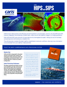 www.caris.com  CARIS knows that accuracy and efficiency are all-important in your business, which is why the HIPS and SIPS solution integrates the processing of bathymetry, water column and seafloor imagery in a single a