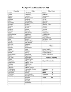 CA Agencies as of September 25, 2014 Counties Adams Asotin Benton Chelan