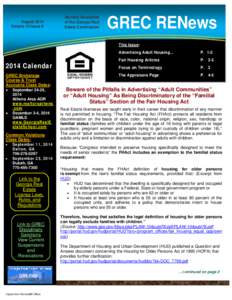 August 2014 Volume 10 Issue 8 Monthly Newsletter of the Georgia Real Estate Commission