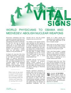 NEWSLETTER OF THE INTERNATIONAL PHYSICIANS FOR THE PREVENTION OF NUCLEAR WAR (IPPNW) VOL 20 ISSUEVITAL SIGNS