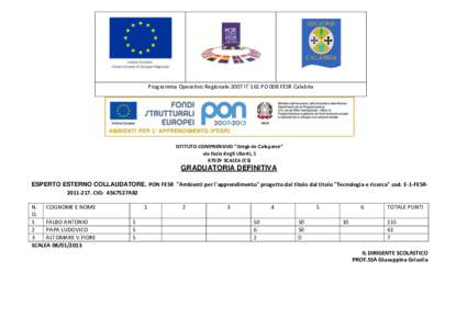 Programma Operativo Regionale 2007 IT 161 PO 008 FESR Calabria  ISTITUTO COMPRENSIVO “Gregorio Caloprese” via Fazio degli Uberti, SCALEA (CS)