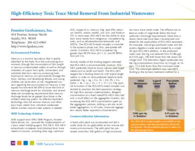 High-Efficiency Toxic Trace Metal Removal From Industrial Wastewater