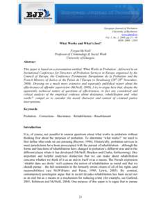 What Works and What’s Just?  European Journal of Probation University of Bucharest www.ejprob.ro Vol. 1, No. 1, 2009, pp[removed]