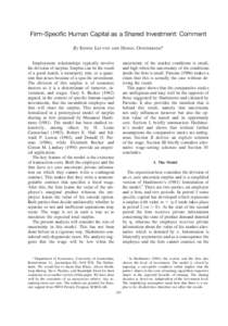 Firm-Specific Human Capital as a Shared Investment: Comment By EDWIN LEUVEN AND  HESSEL OOSTERBEEK*