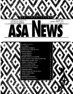 A QUARTERLY NEWSLETTER FOR AFRICAN STUDIES ASSOCIATION MEMBERS VOLUME XXV JANUARY IMARCH 1992