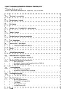 Expert Committee on Pesticide Residues in Food (PRiF) 7th Meeting, 30 January:00 a.m. Room 202 Mallard House, Kings Pool, York, YO1 7PX 1. 10:00