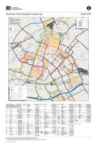 Manchester City Centre public transport map	 F NE LA