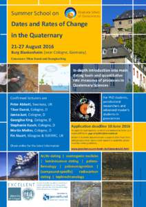 Summer School on  Dates and Rates of Change in the QuaternaryAugust 2016