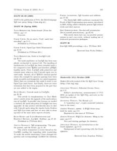 TUGboat, Volume[removed]), No. 1 MAPS 38–[removed]MAPS is the publication of NTG, the Dutch language TEX user group (http://www.ntg.nl). MAPS 38 (Spring 2009)