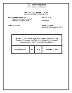 UNITED STATES DISTRICT COURT EASTERN DISTRICT OF LOUISIANA In Re: Oil Spill by the Oil Rig “Deepwater Horizon” in the Gulf of Mexico, on April 20, 2010