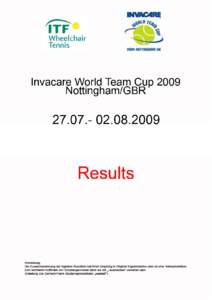 Invacare World Team Cup - Men WG1 Nottingham, GBR 27 July - 2 August[removed]FINAL POSITIONS