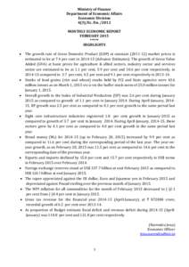 Ministry of Finance Department of Economic Affairs Economic Division 4(3)/Ec. Dn[removed]MONTHLY ECONOMIC REPORT FEBRUARY 2015