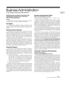 Business Administration In the College of Business Administration OFFICE: Education and Business Administration 448 TELEPHONE: FAX: http://www.sdsu.edu/business Faculty