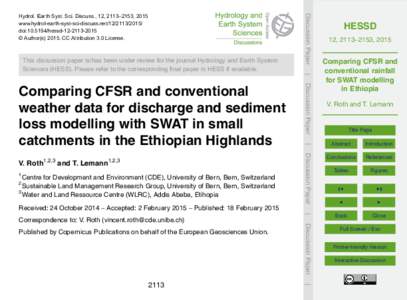 This discussion paper is/has been under review for the journal Hydrology and Earth System Sciences (HESS). Please refer to the corresponding final paper in HESS if available. Discussion Paper  Hydrol. Earth Syst. Sci. Di