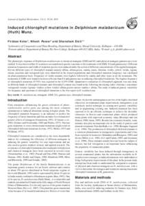 Journal  Journal of Applied Horticulture, 13(1): 18-24, 2011 Induced chlorophyll mutations in Delphinium malabaricum (Huth) Munz.