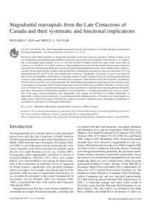 Stagodontid marsupials from the Late Cretaceous of Canada and their systematic and functional implications