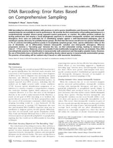 Open access, freely available online  PLoS BIOLOGY DNA Barcoding: Error Rates Based on Comprehensive Sampling