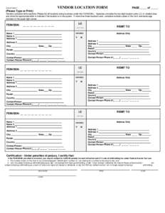 VENDOR LOCATION FORM  OSRAP FORM 2 PAGE_____ of _____