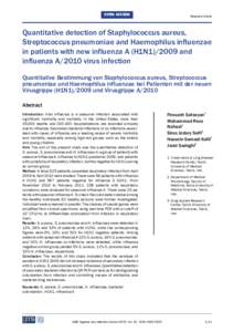 OPEN ACCESS  Research Article Quantitative detection of Staphylococcus aureus, Streptococcus pneumoniae and Haemophilus influenzae