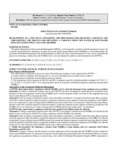 Document: IC[removed]Notice, Register Page Number: 29 IR 216 Source: October 1, 2005, Indiana Register, Volume 29, Number 1 Disclaimer: This document was created from the files used to produce the official CD-ROM Indiana