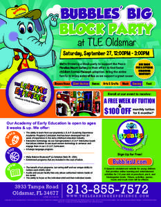 at TLE Oldsmar Saturday, September 27, 12:00PM – 3:00PM We’re throwing a block party to support the Pasco SEE BACK FOR A SPECIAL Pinellas Heart Gallery in their effort to find foster