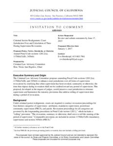 LEG15-01 Criminal Justice Realignment: Court jurisdiction over supervision revocation; calculation of time during supervision revocation (amend Penal Code sectionsa), 1170(h)(5)(B), 3456(b))