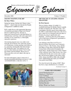 Edgewood Explorer FRIENDS OF EDGEWOOD NATURAL PRESERVE DecemberVolume 13 Number 4