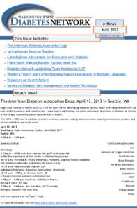 e-News April 2013 This Issue Includes:  diabetes.wa.gov
