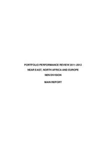 PORTFOLIO PERFORMANCE REVIEW[removed]NEAR EAST, NORTH AFRICA AND EUROPE NEN DIVISION MAIN REPORT  PORTFOLIO PERFORMANCE REVIEW[removed]