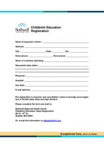 Childbirth education registration form