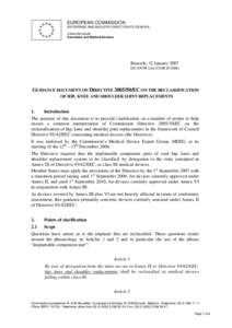 EUROPEAN COMMISSION ENTERPRISE AND INDUSTRY DIRECTORATE-GENERAL Consumer goods Cosmetics and Medical Devices  Brussels, 12 January 2007