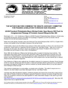 Dianne Feinstein / Chuck Schumer / Federal Assault Weapons Ban / Michael Nutter / United States / Barbara Boxer / Political positions of Dianne Feinstein / Politics of the United States / United States Senate / United States Conference of Mayors