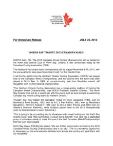 NORTH BAY TO HOST 2015 CANADIAN MIXED