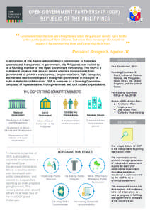 Asia / Open government / Public administration / OGP / Department of Budget and Management / E-Government / Governance / Philippines / Benigno Aquino III / Politics / Government / Open Government Partnership