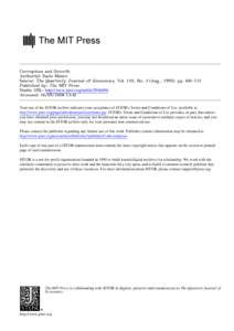 Corruption and Growth Author(s): Paolo Mauro Source: The Quarterly Journal of Economics, Vol. 110, No. 3 (Aug., 1995), pp[removed]Published by: The MIT Press Stable URL: http://www.jstor.org/stable[removed]Accessed: 16/