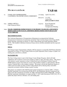 State of California DEPARTMENT OF TRANSPORTATION Business, Transportation and Housing Agency  Memorandum