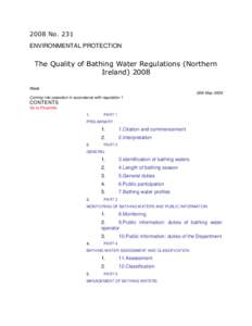 2008 No. 231 ENVIRONMENTAL PROTECTION The Quality of Bathing Water Regulations (Northern IrelandMade