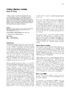 Hidden Markov model / Sequence alignment / Multiple sequence alignment / Sequence analysis / Threading / Protein secondary structure / Markov chain / Pfam / Protein structure prediction / Bioinformatics / Science / Biology