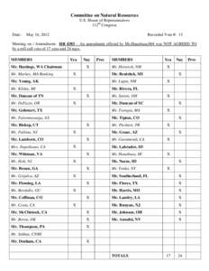 Committee on Natural Resources U.S. House of Representatives 112th Congress Date:  May 16, 2012