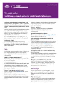 Croatian/Hrvatski  Vaš glas je važan: vodič kroz postupak upisa na birački popis i glasovanje U Australiji, pravo glasovanja na izborima jedna je od privilegija života u demokratskom društvu: imate pravo