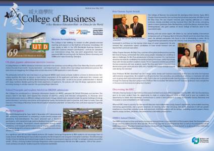 Bulletin Issue May 2012  城大商學院 Beta Gamma Sigma Awards The College of Business has presented the prestigious Beta Gamma Sigma (BGS)