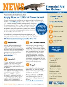 NEWS  Financial Aid for Gators  From the Office for Student Financial Affairs