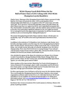 Ray Meyer / Loyola Ramblers / Rick Pitino / Chicagoland Sports Hall of Fame / Jerry Lyne / National Basketball Association / Sports / Basketball