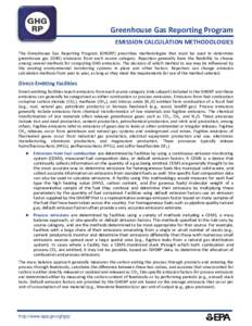 Greenhouse Gas Reporting Program, Emission Calculation Methodologies