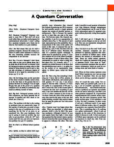 COMPUTERS AND SCIENCE VIEWPOINT A Quantum Conversation Neil Gershenfeld [ring, ring]